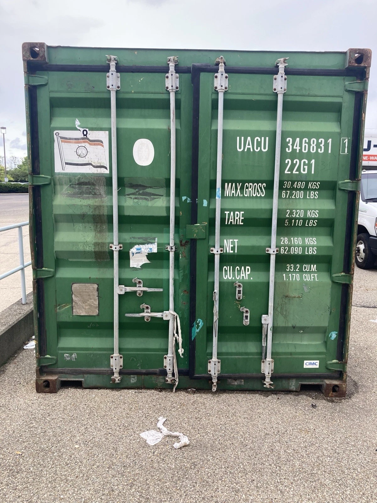 20ft containment storage container with ventilation and lockable double doors