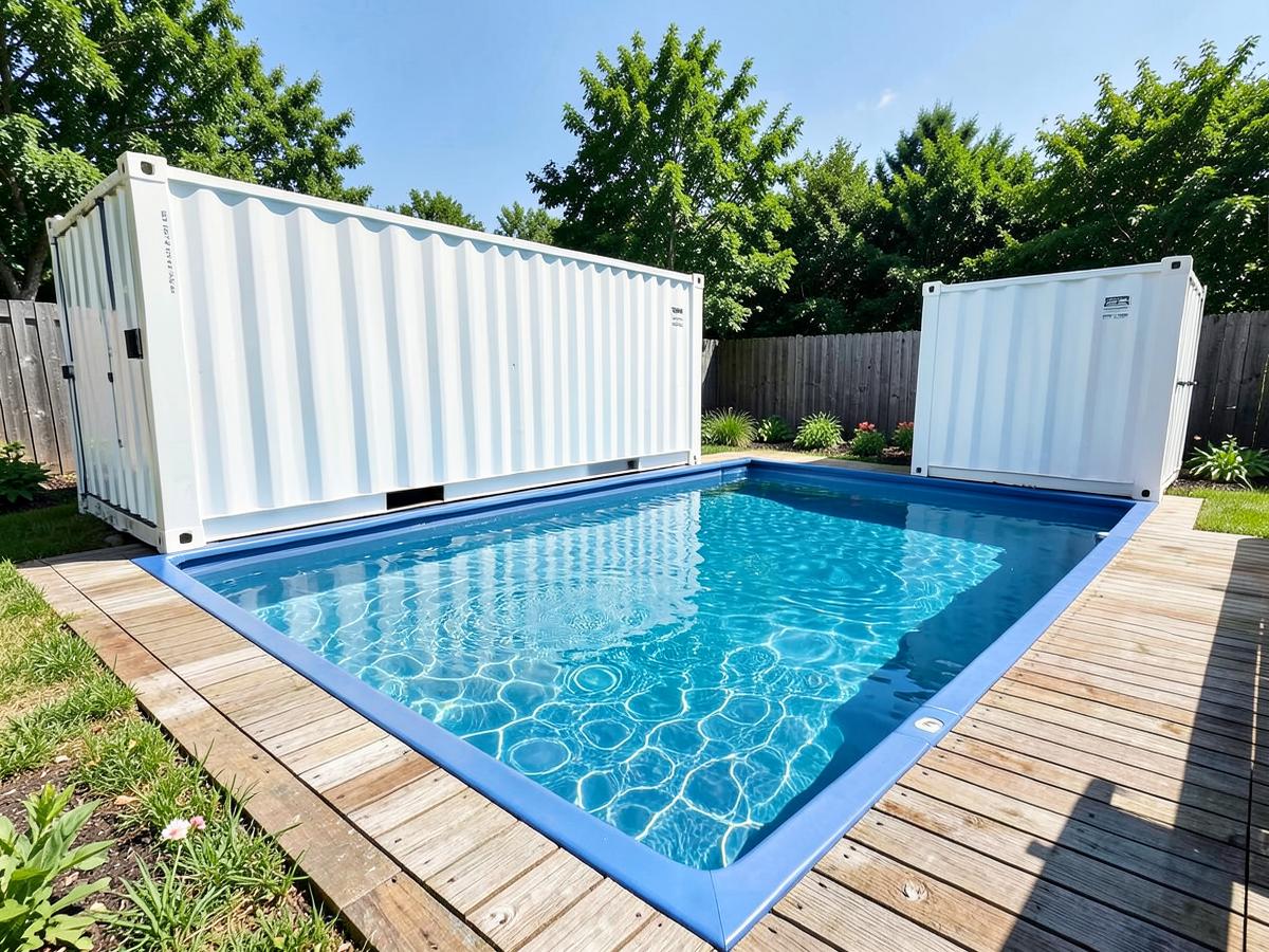 30ft container pool installed in a landscaped backyard