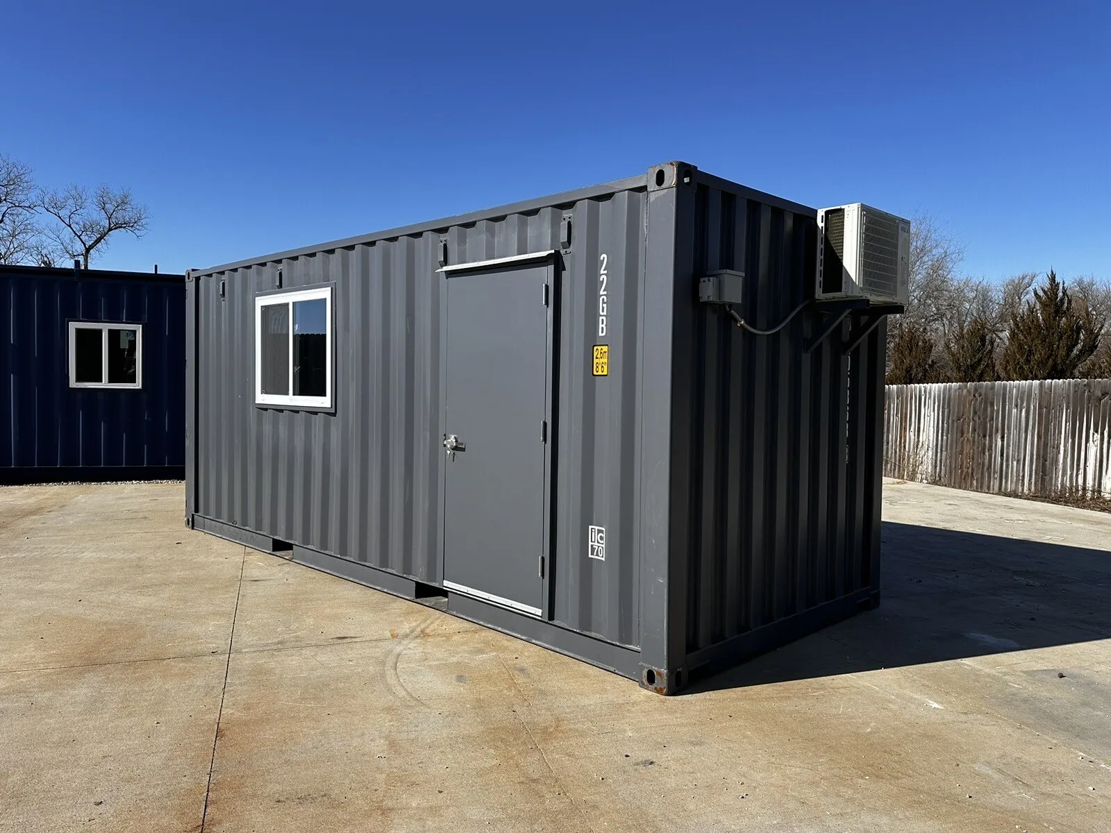 20ft Slate Gray Shiplap 120V Shipping Container Office With Mini Split - photo 1