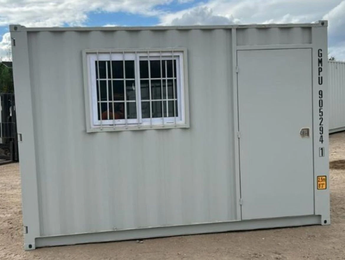 9ft container office with side door and window for portable workspace use